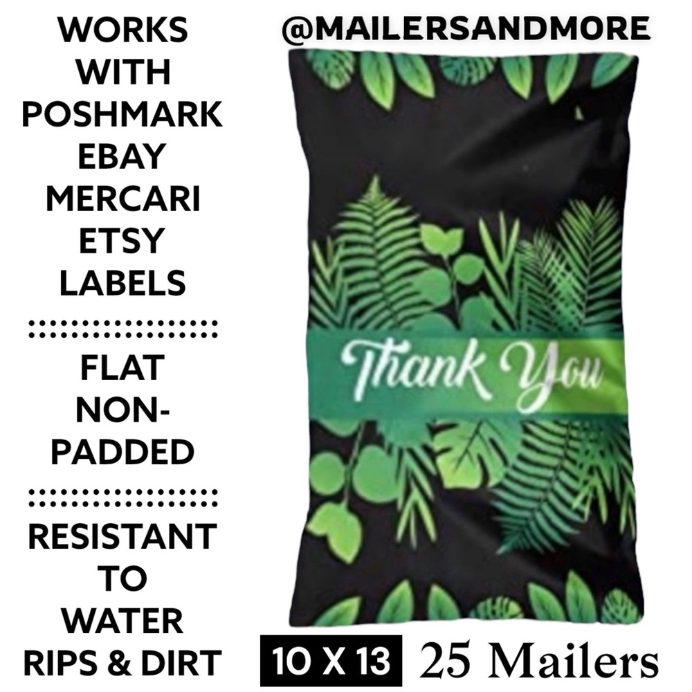 25 10X13 Poly Mailers Tropical Leaf Thank You, Shipping Envelopes PRICE IS FIRM - Picture 3 of 7